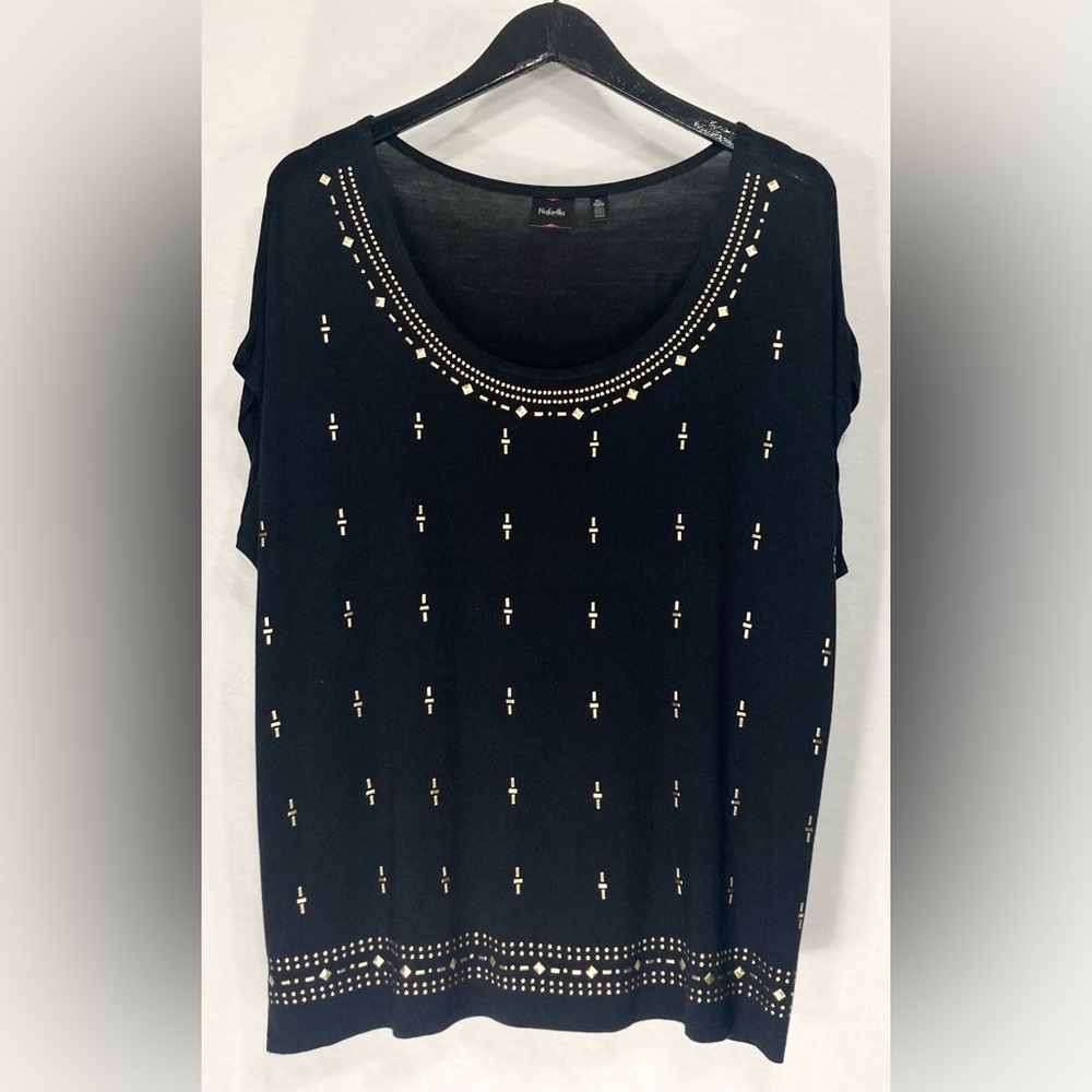 Rafaella Black Blouse with Gold Accents